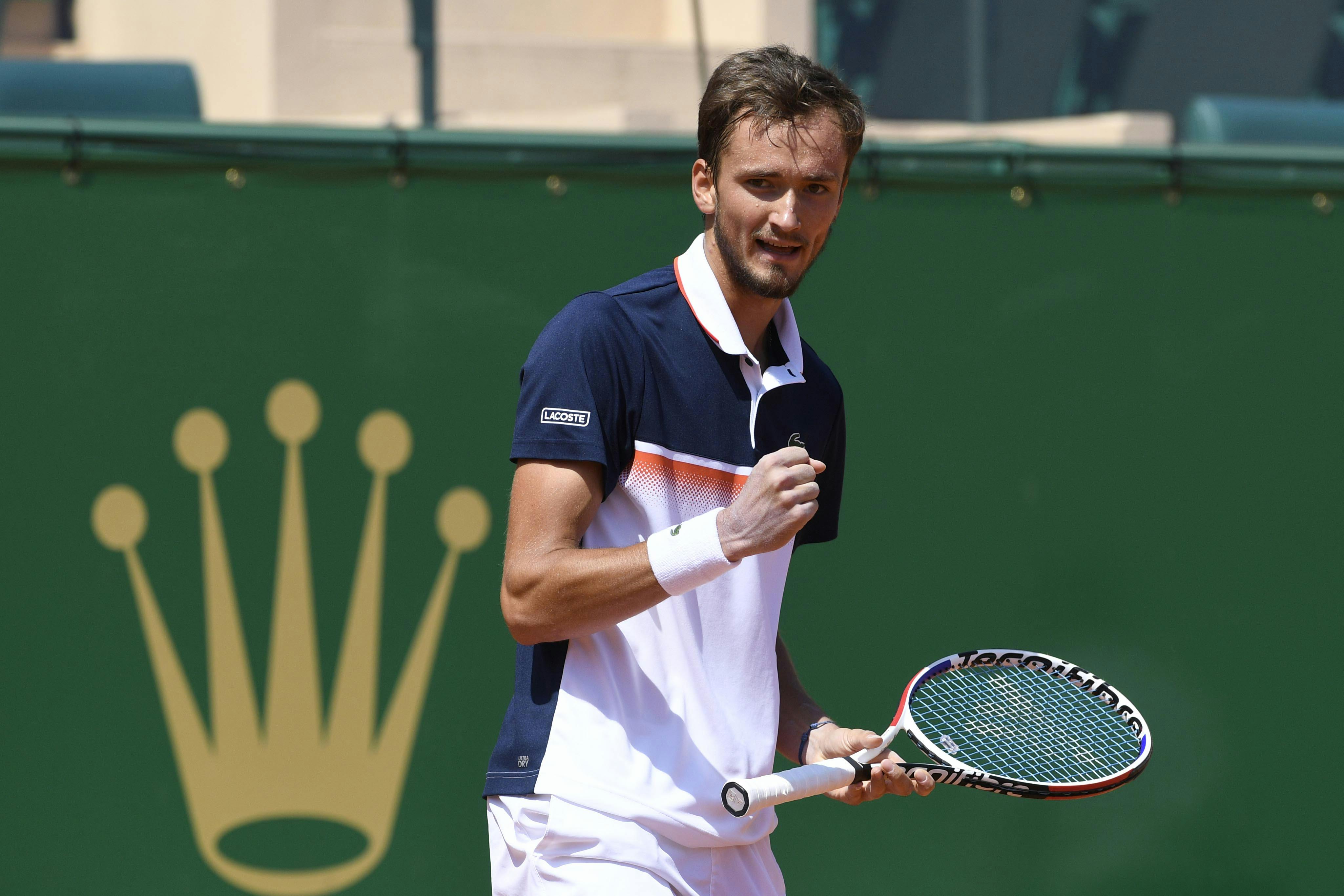 Daniil Medvedev's joy after his win over Novak Djokovic in Monte-Carlo 2019