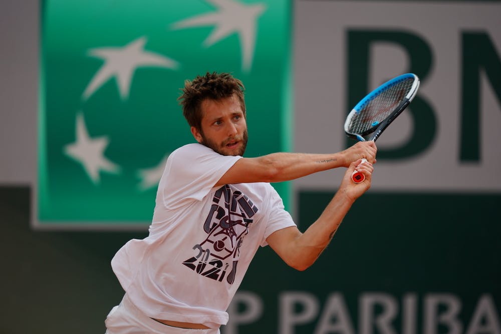 Corentin Moutet, Roland Garros 2021, practice