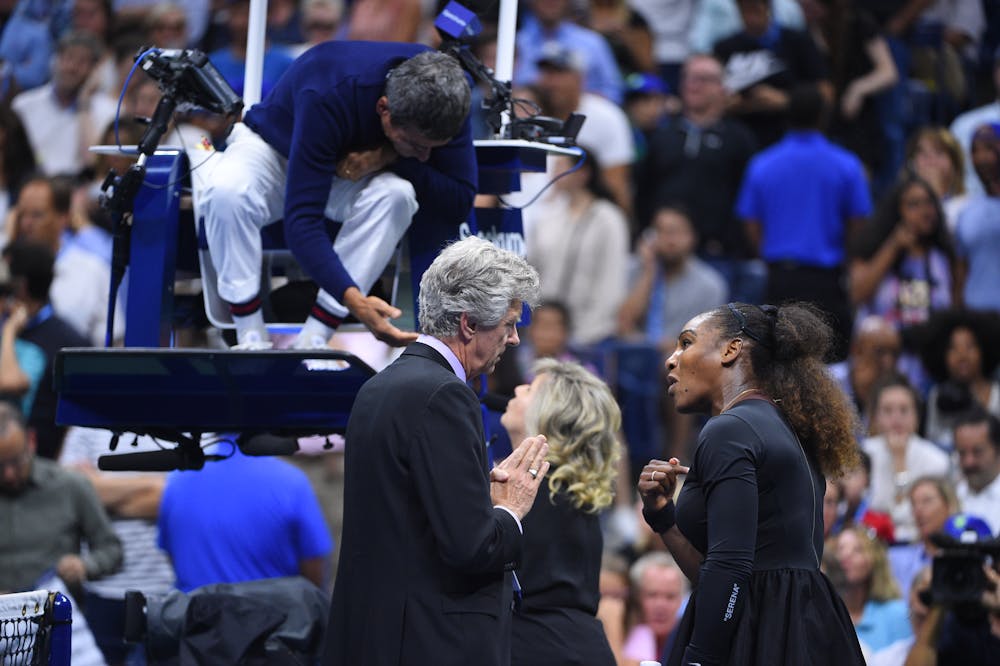 Umpire Carlos Ramos, Serena Williams, the referee during 2018 US Open final