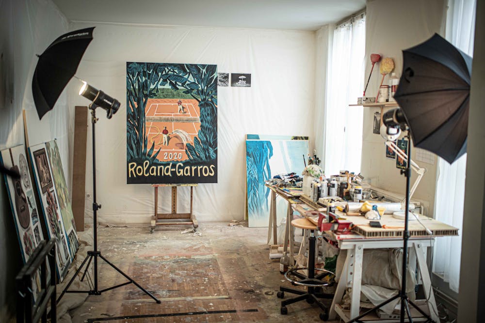 Pierre Seinturier's studio in Paris for Roland-Garros 2020 poster