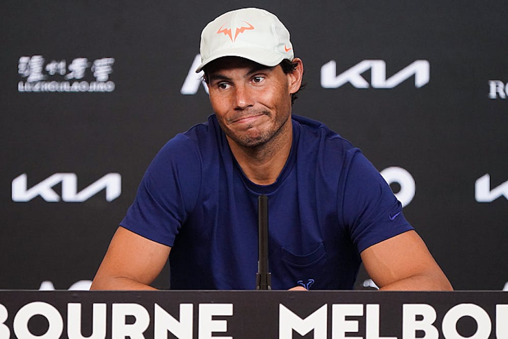 Rafael Nadal during a press conference in Melbourne 2021