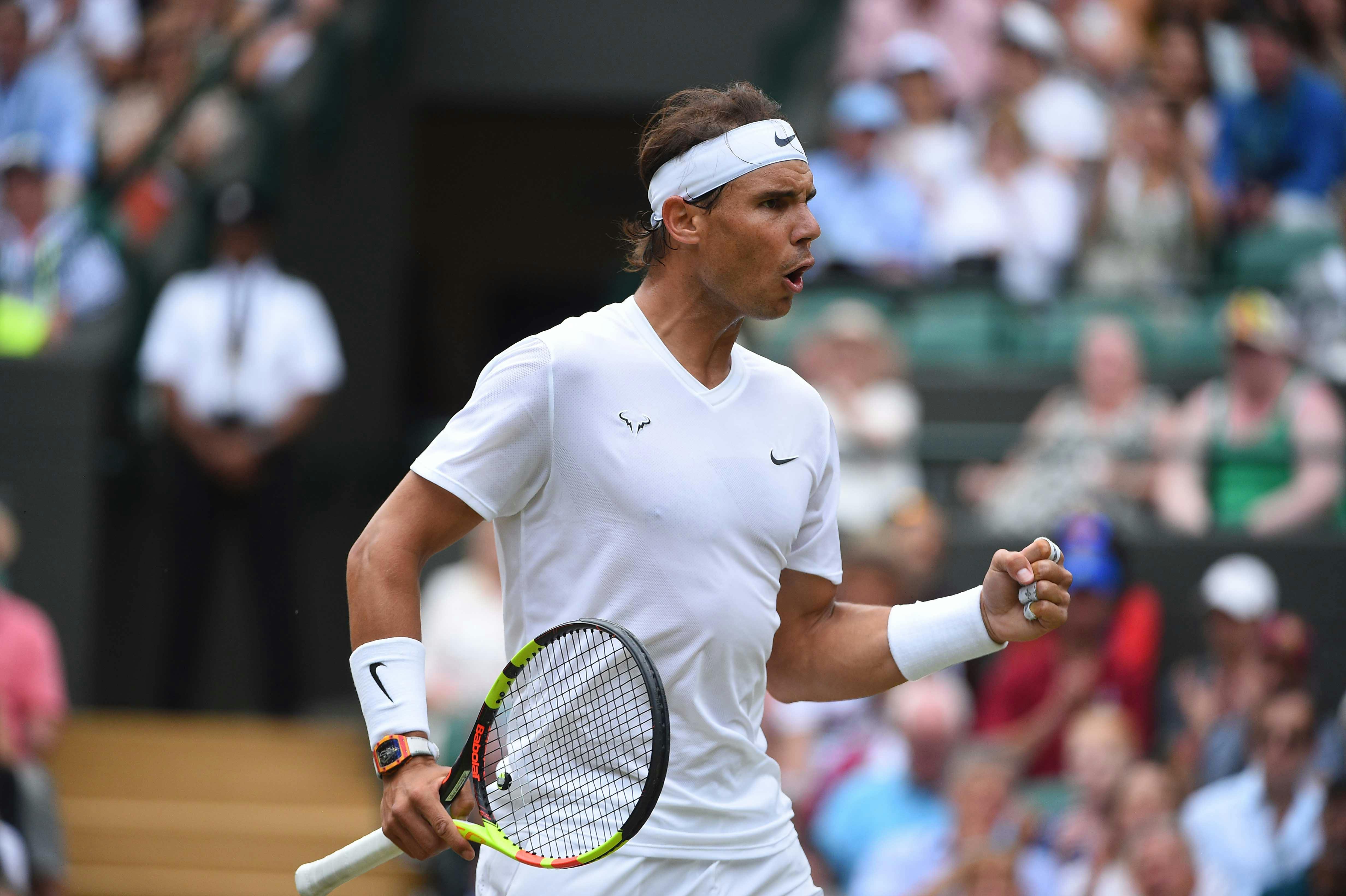 Rafael Nadal during his quarter final at Wimbledon 2019