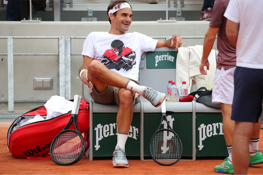 Roger Federer first practice Roland-Garros 2019
