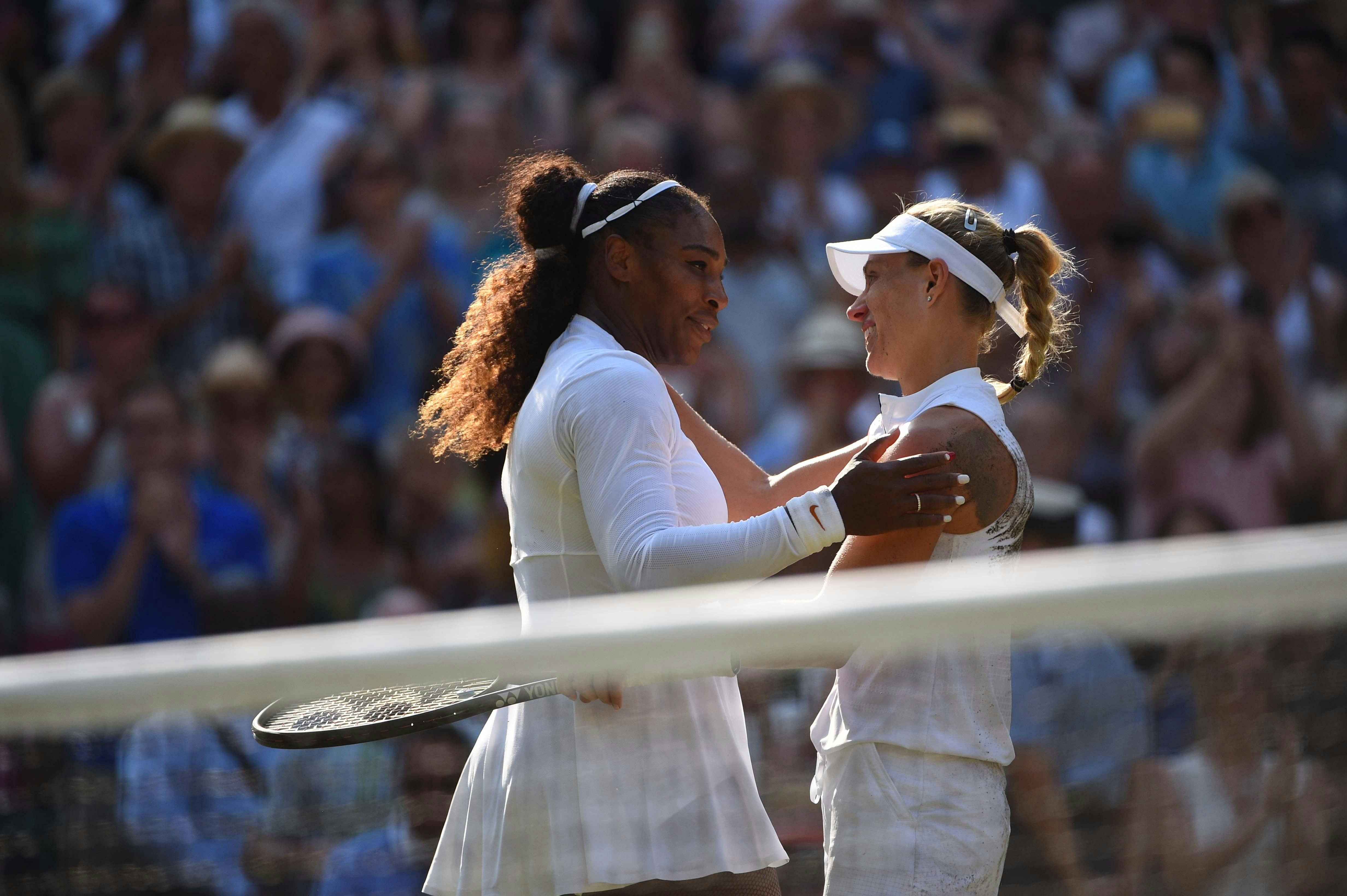 Warm embrace between Serena Williams and Angelique Kerber Wimbledon 2018