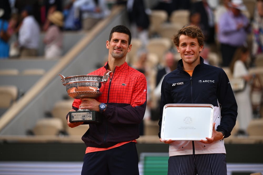 Novak Djokovic, Casper Ruud, Roland-Garros 2023, final, trophy
