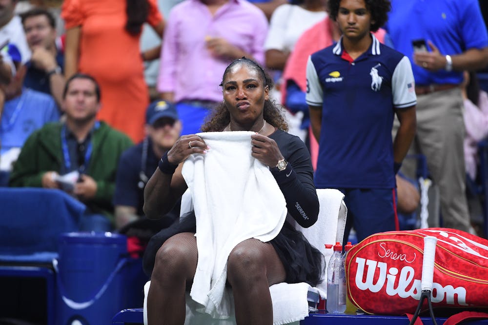 Serena Williams crying during the 2018 US Open final