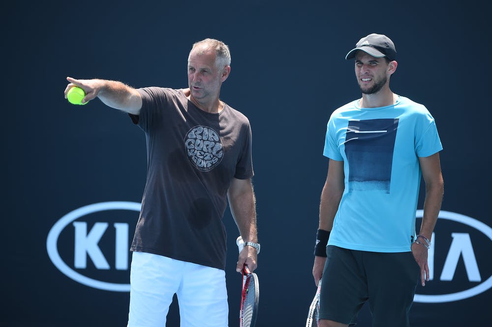 Dominic Thiem with Thomas Muster during Australian Open 2020