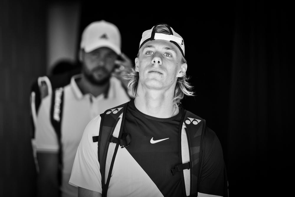 Denis Shapovalov and Jo-Wilfried Tsonga black and white at the Australian Open 2018