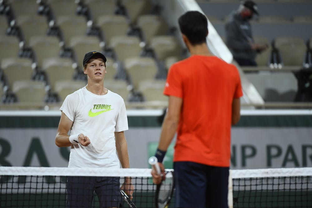 Jannik Sinner, Novak Djokovic, Roland Garros 2020 practice