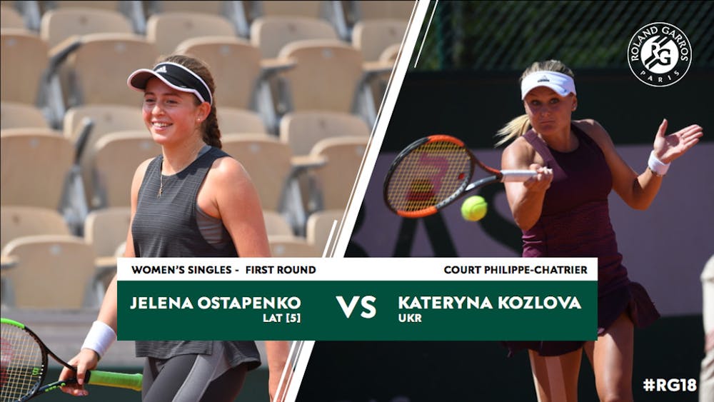 Ostapenko Kozlova 1er tour Roland-Garros 2018 1st round