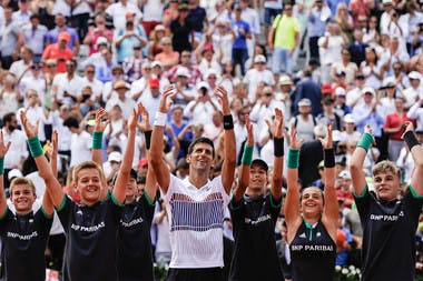 Roland-Garros 2017, Novak Djokovic, ramasseurs de balles, ball boys 