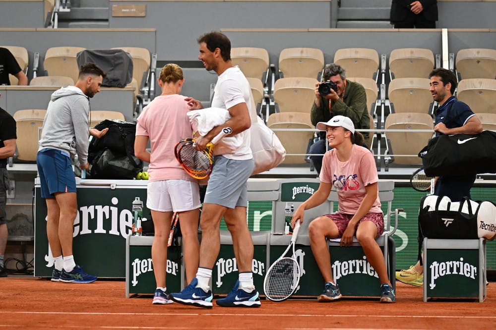 Iga Swiatek, Rafael Nadal, Roland Garros 2022, practice