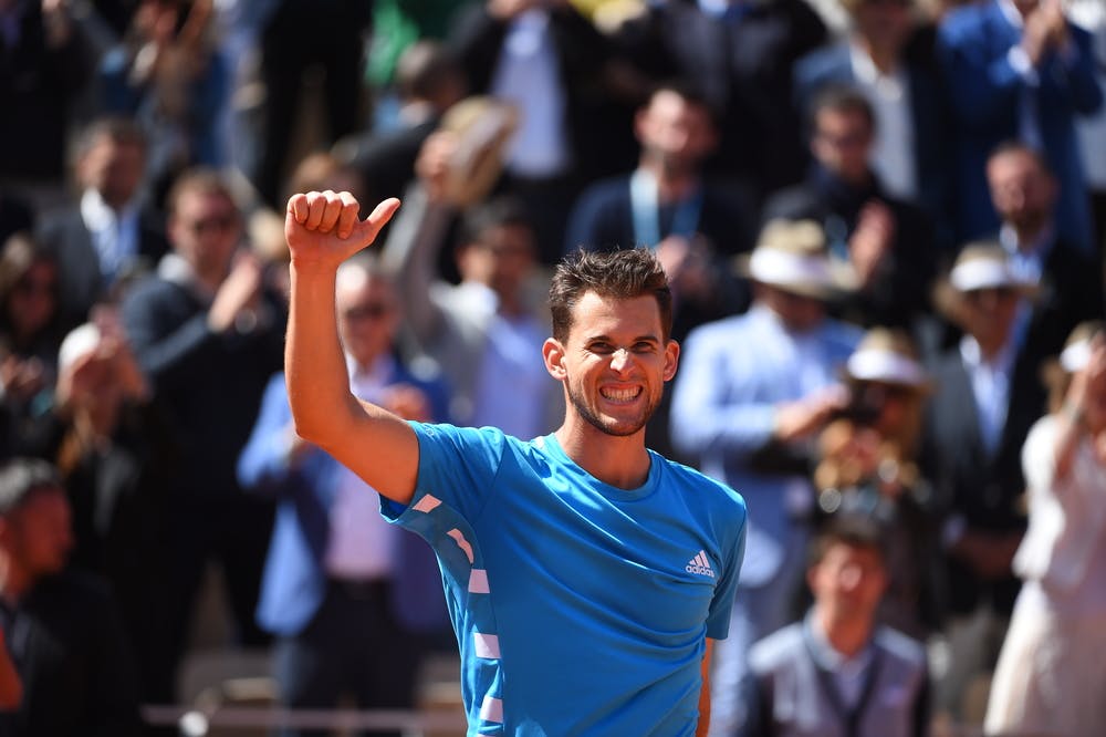 Dominic Thiem smiling after a victory during Roland-Garros 2019