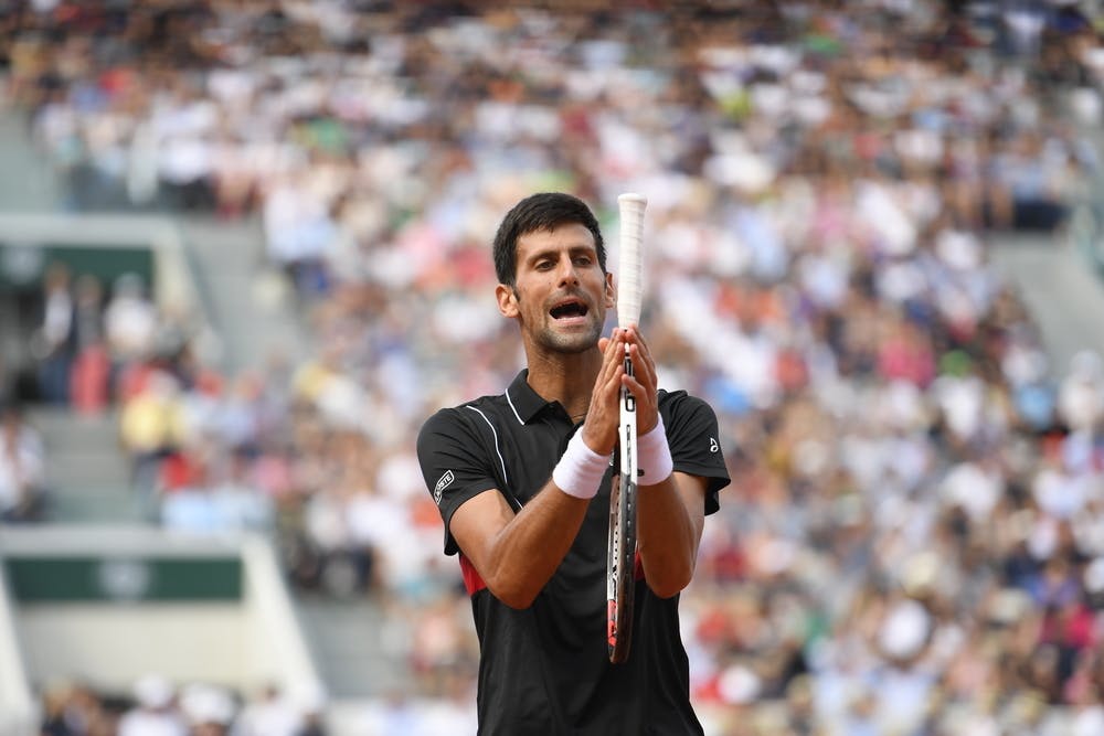 Novak Djokovic during the match against Marco Cecchinato at Roland-Garros 2018