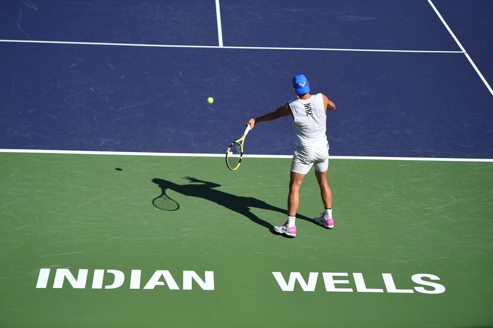 Rafael Nadal at practice in Indian Wells 2019