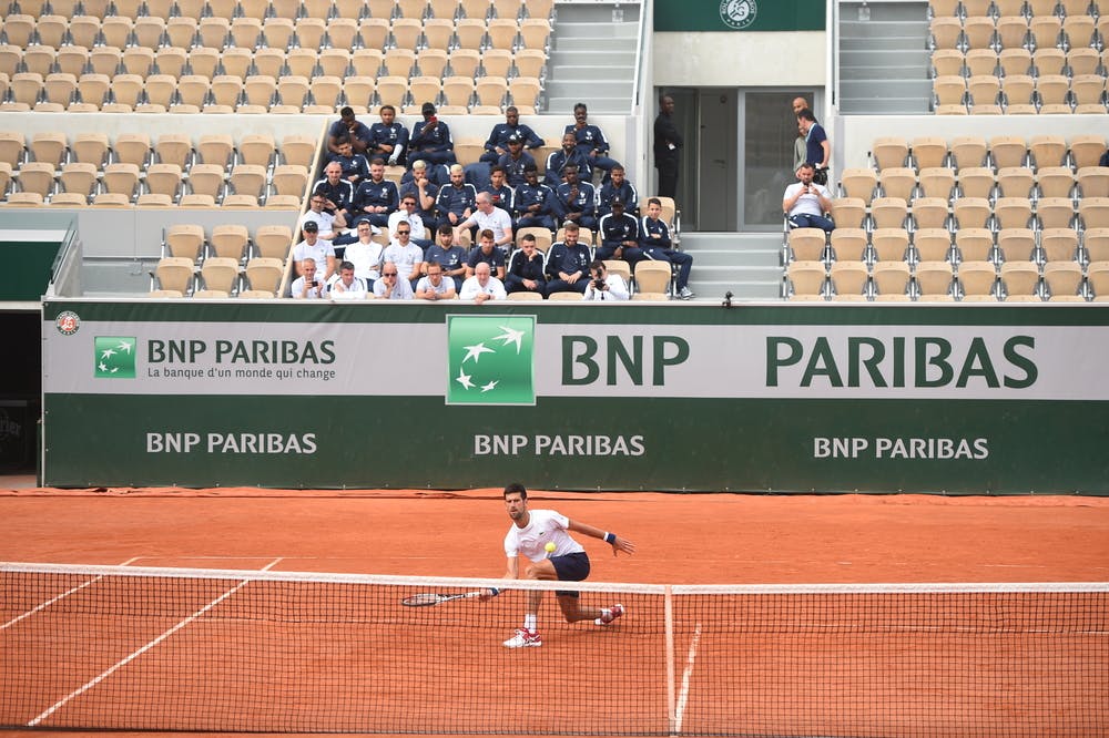 Novak Djokovic at practice on the court Suzanne-Lenglen Roland-Garros 2018
