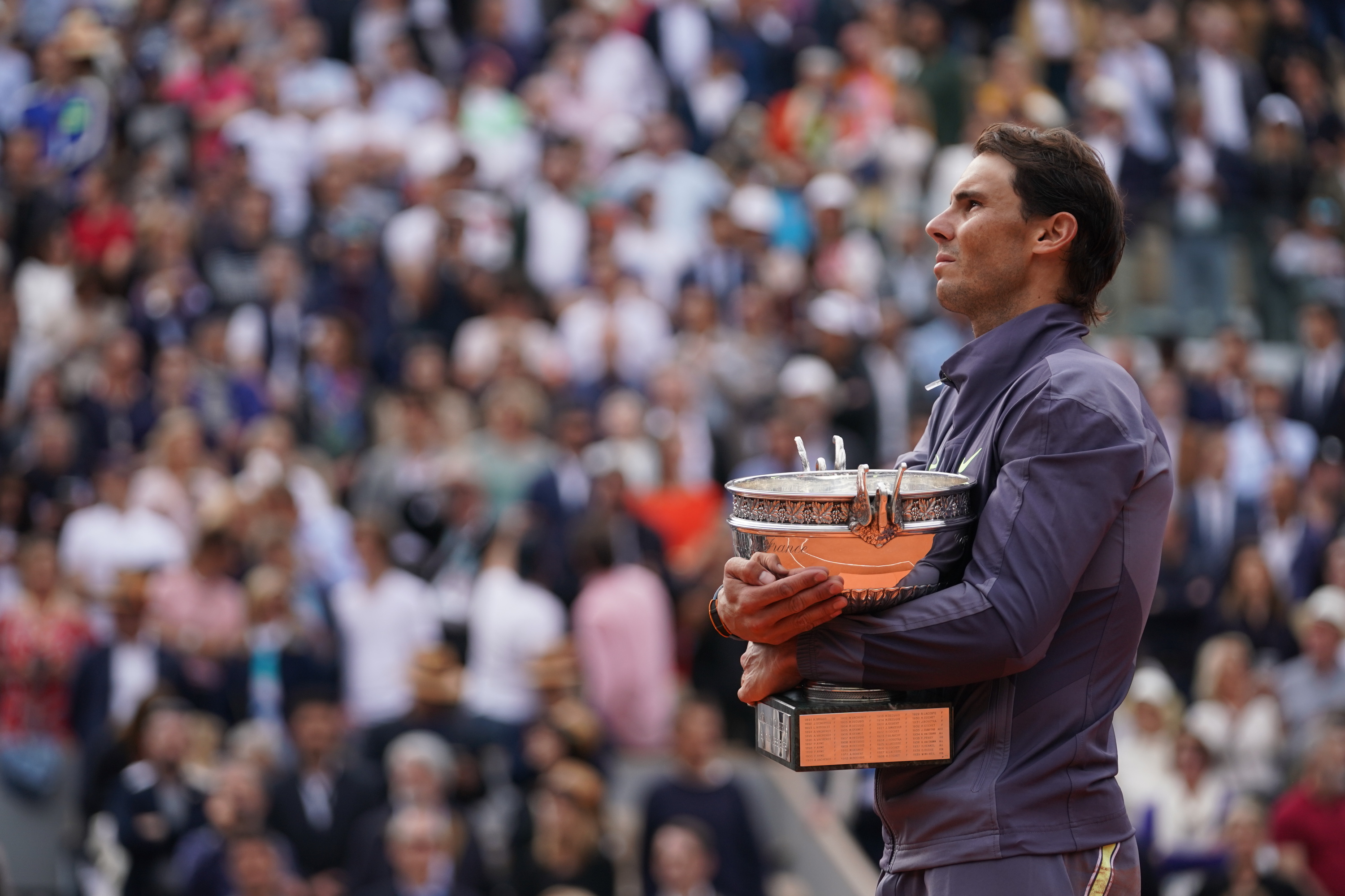 Rafael Nadal with the trophy at Roland-Garros 2019
