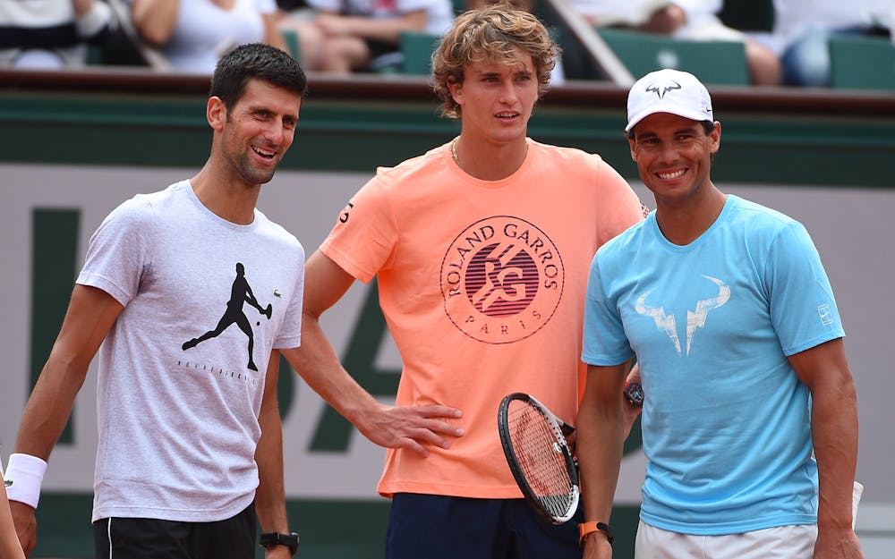 Novak Djokovic, Alexander Zverev et Rafael Nadal enfants Roland-Garros 2018