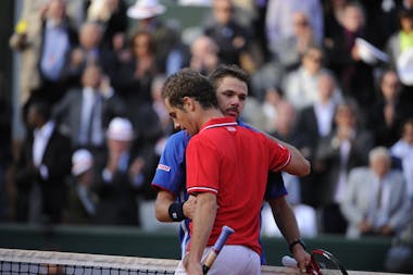 Wawrinka & Gasquet during their fourth round at Roland-Garros 2013