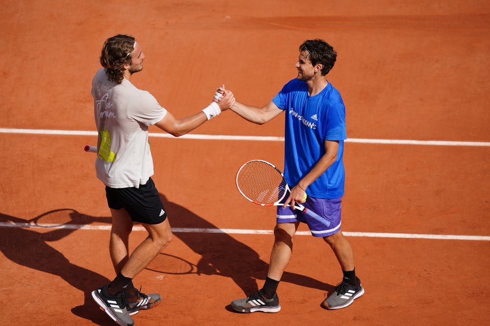 Stefanos Tsitsipas, Dominic Thiem, Roland Garros 2021, practice