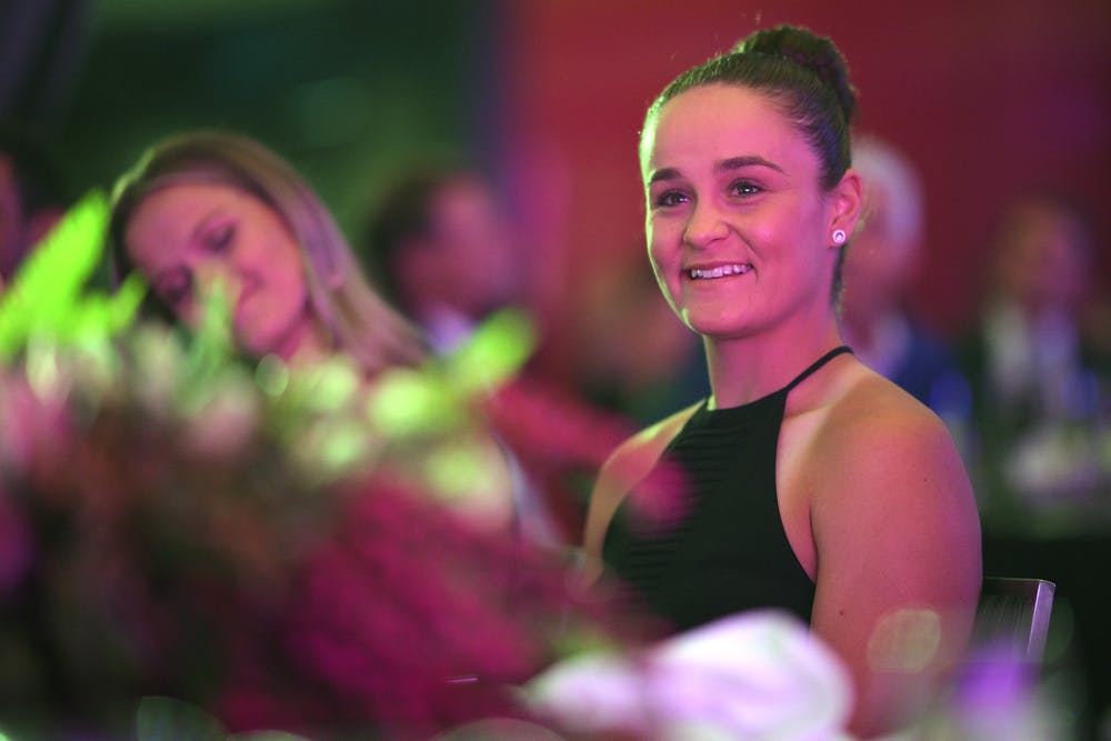 Ashleigh Barty posing during the gala dinner of the 2019 Fed Cup final