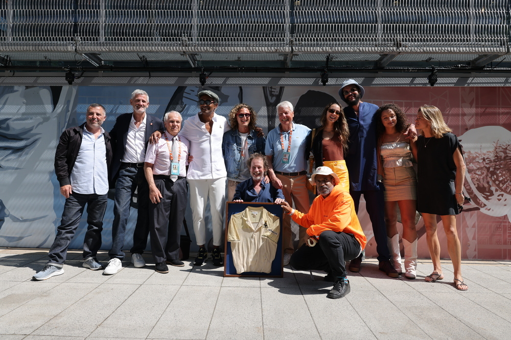 Inauguration fresque Yannick Noah, Gilles Moretton, Patrice Beust, Yannick Noah, Joalukas Noah, Patrice Hagelauer, Jayone, Jenaye Noah, Joakim Noah, Eleejah Noah, Amélie Mauresmo, Roland-Garros 2023
