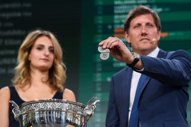 Rémy Azémar et Gabriella Papadakis au tirage au sort de Roland-Garros 2018 draw ceremony Roland-Garros 2018.