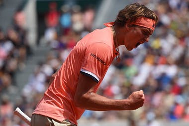 Alexander Zverev crie de rage lors de son huitième de finale, Roland-Garros 2018
