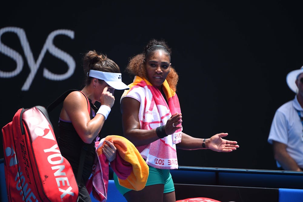 Serena Williams and Tatjana Maria leaving the court Australian Open 2019