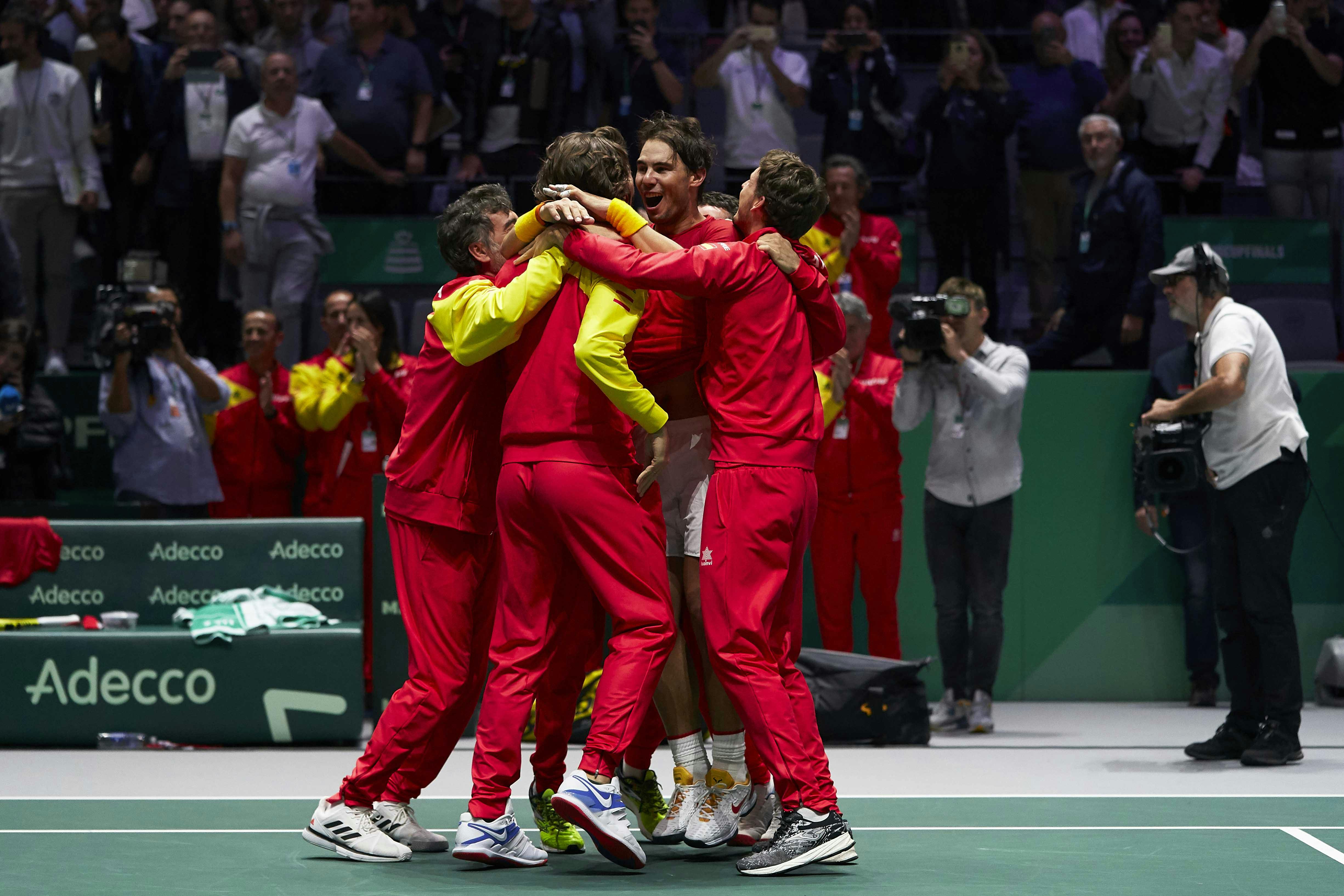 Spanish Team celebrating with Rafael Nadal (middle) the 2019 Davis Cup 2019