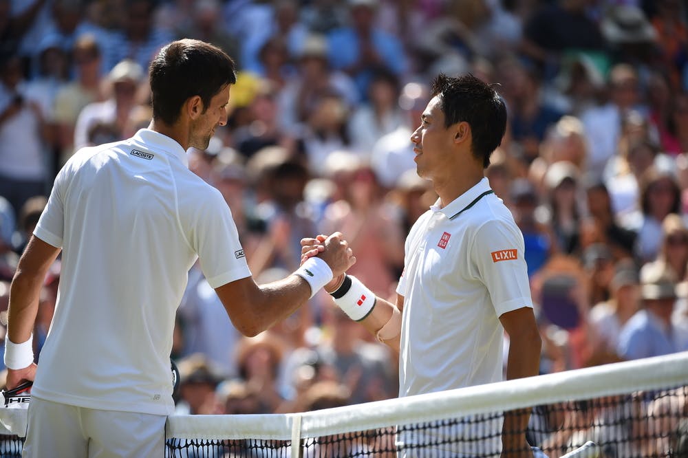 Novak Djokovic and Kei Nishikori at  Wimbledon 2018