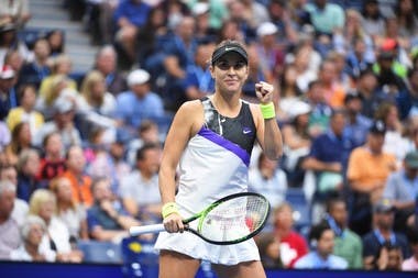 Belinda Bencic fist pumping after her fourth round match at the 2019 US Open