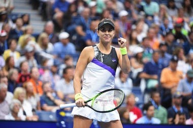 Belinda Bencic fist pumping after her fourth round match at the 2019 US Open