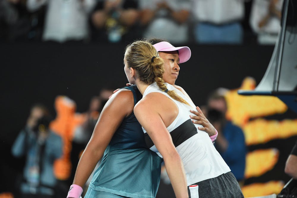 Nice hug at the net between Naomi OSaka and Petra Kvitova at the 2019 Australian Open