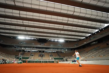 Rafael Nadal first practice under the roof Roland-Garros 2020
