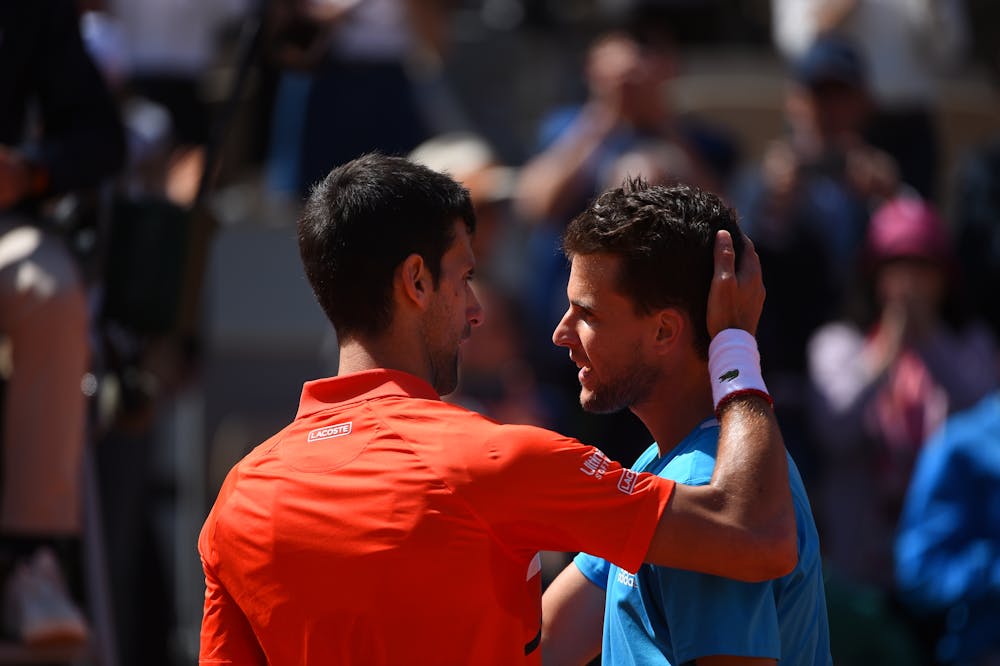 Dominic Thiem & Novak Djokovic after the semi-final at Roland-Garros 2019