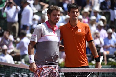 Stan Wawrinka and Novak Djokovic before the final at Roland-Garros 2015