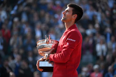 Novak Djokovic with the trophy at Roland-Garros 2016