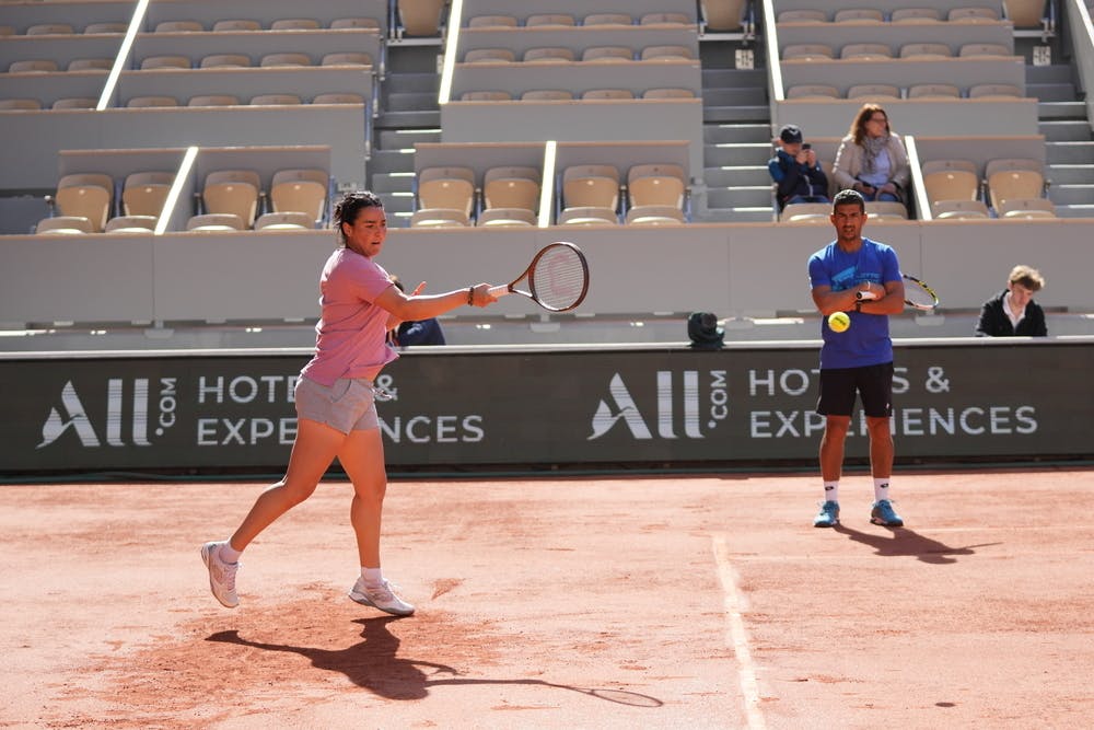 Ons Jabeur, Issam Jellali, Roland-Garros 2023, practice