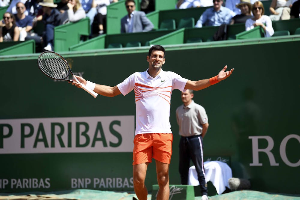 Novak Djokovic getting a bit upset during Monte-Carlo 2019