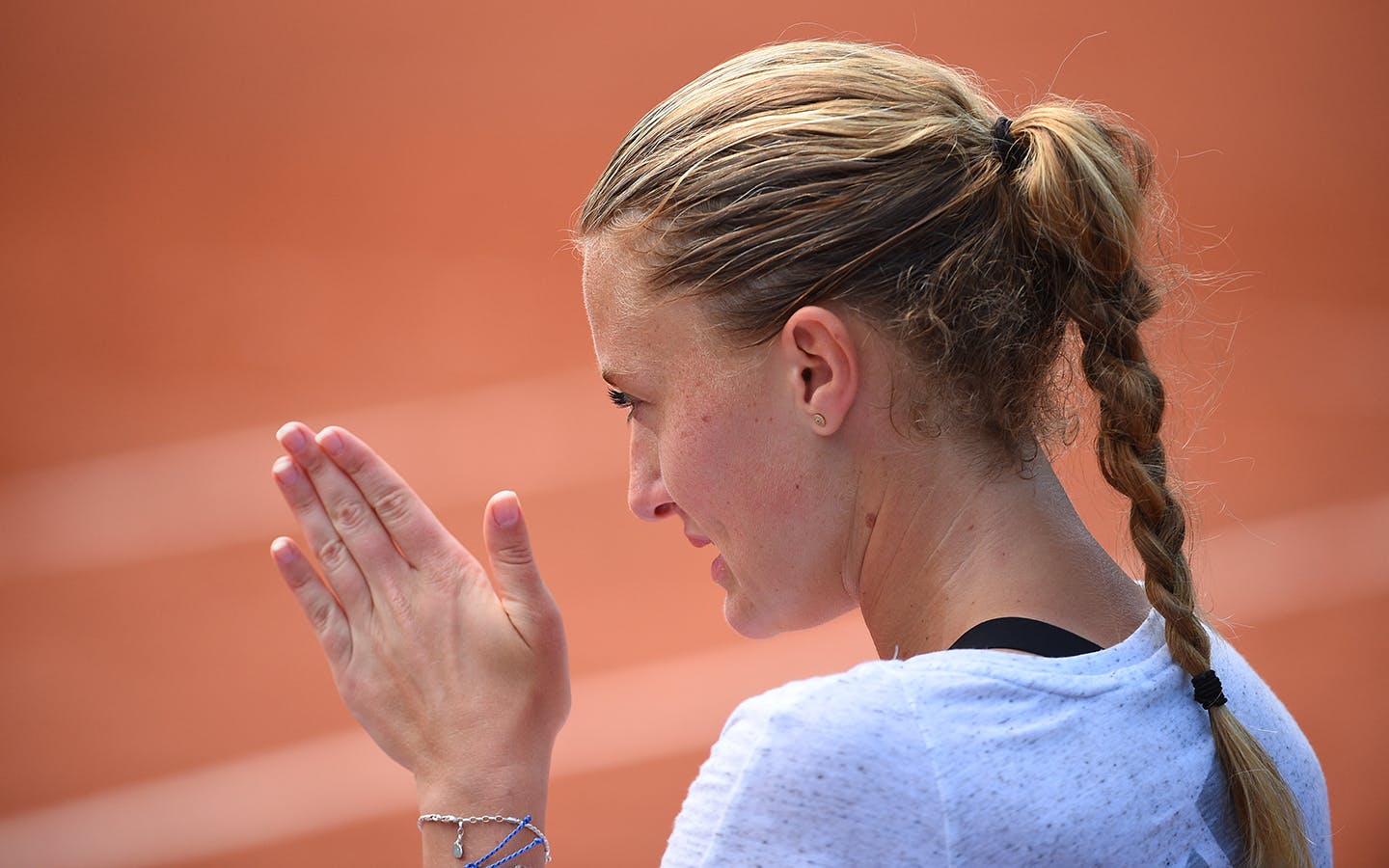 Kristina Mladenovic practice / entraînement Roland-Garros 2018