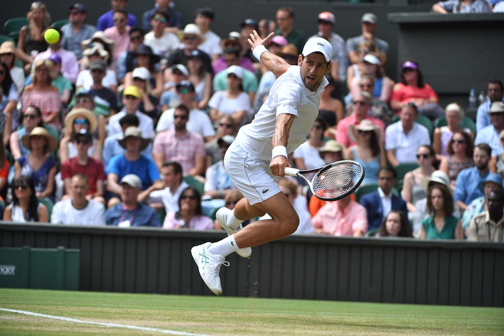 Novak Djokovic jumps at Wimbledon 2018