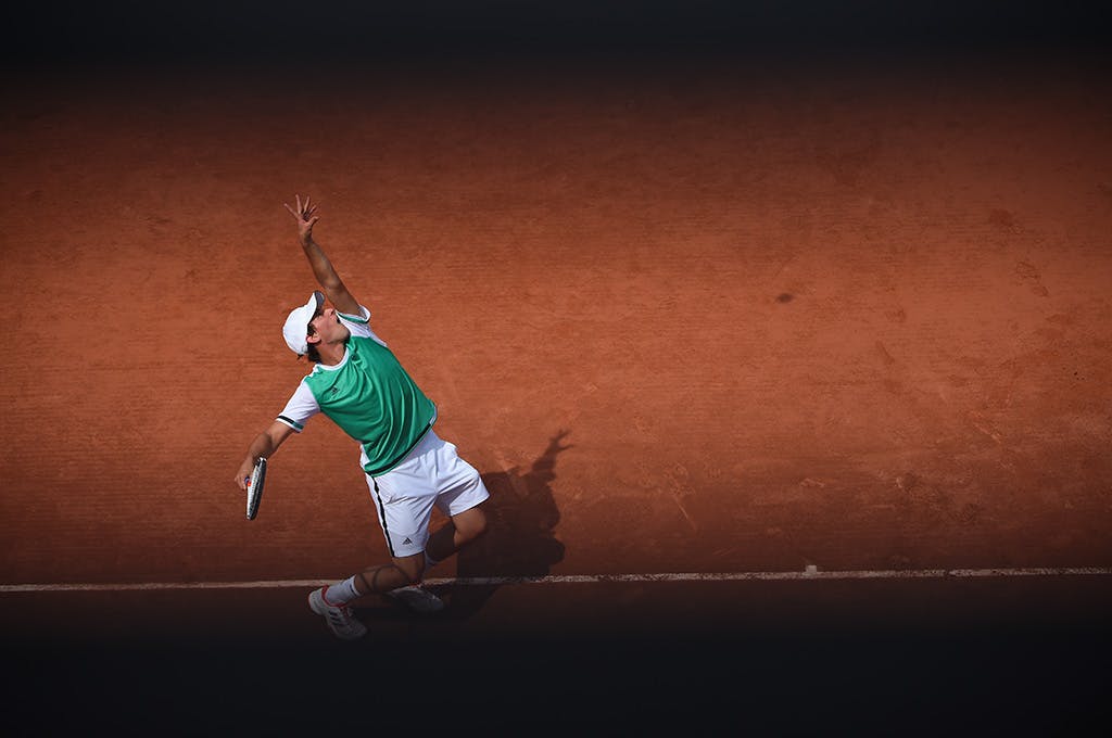 Dominic Thiem in action at Roland-Garros 2017, where he reached the semi-final.