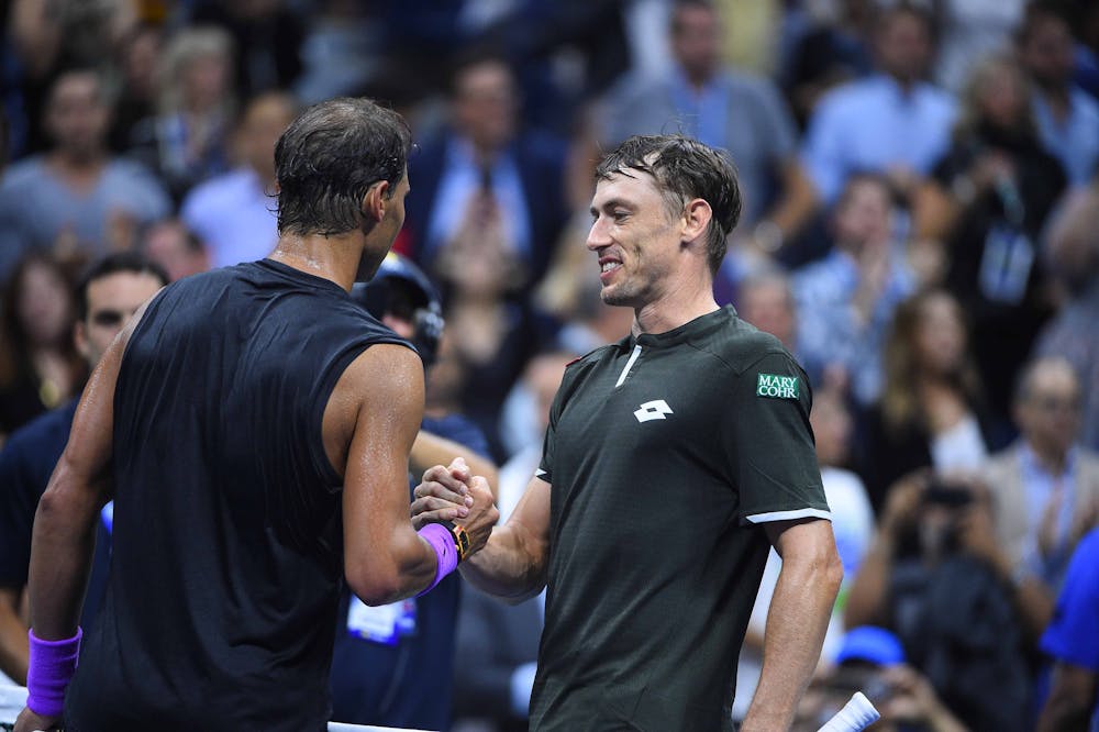 Rafael Nadal and John Millman at the 2019 US Open