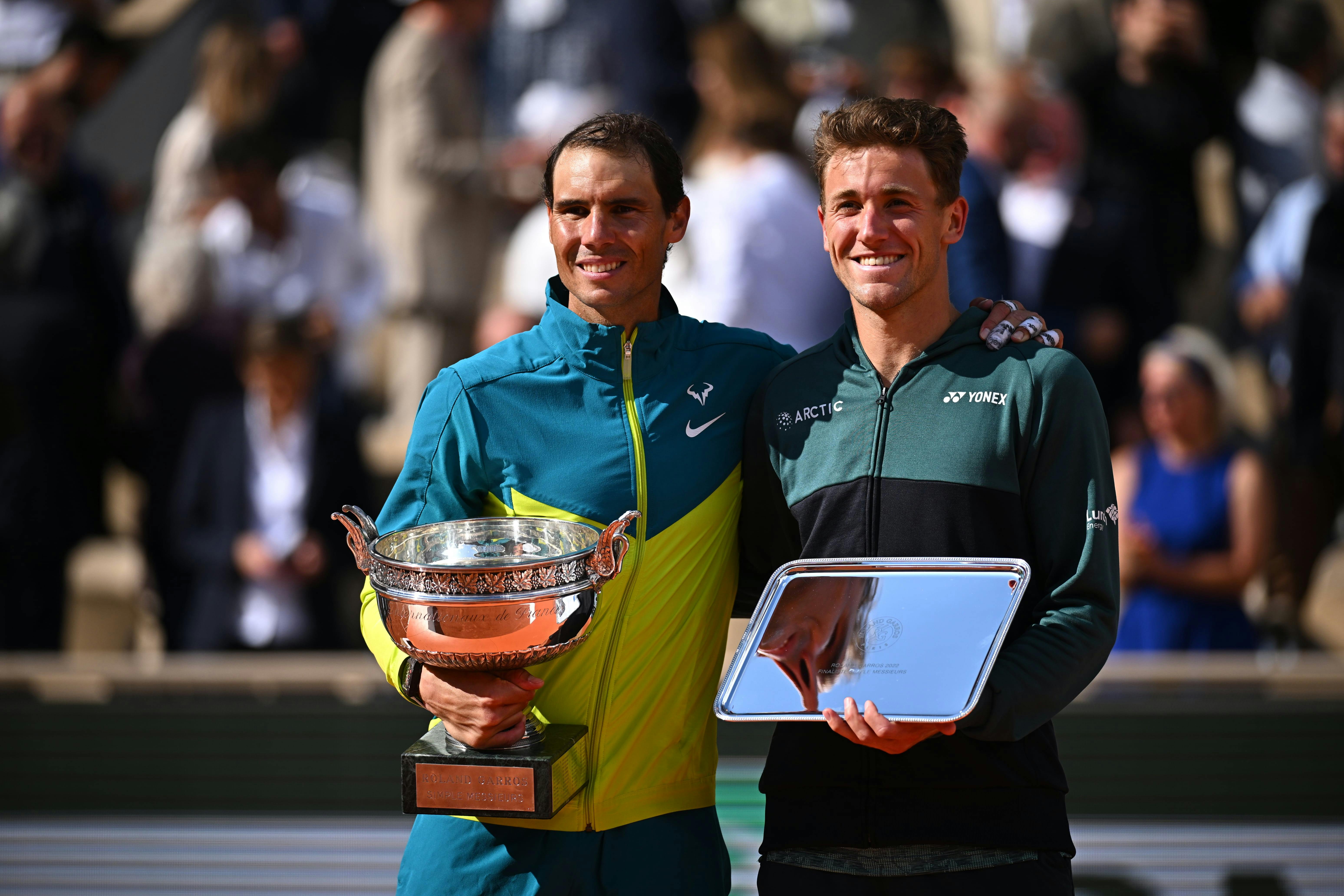 Rafael Nadal, Casper Ruud, trophées, finale, Roland-Garros 2022