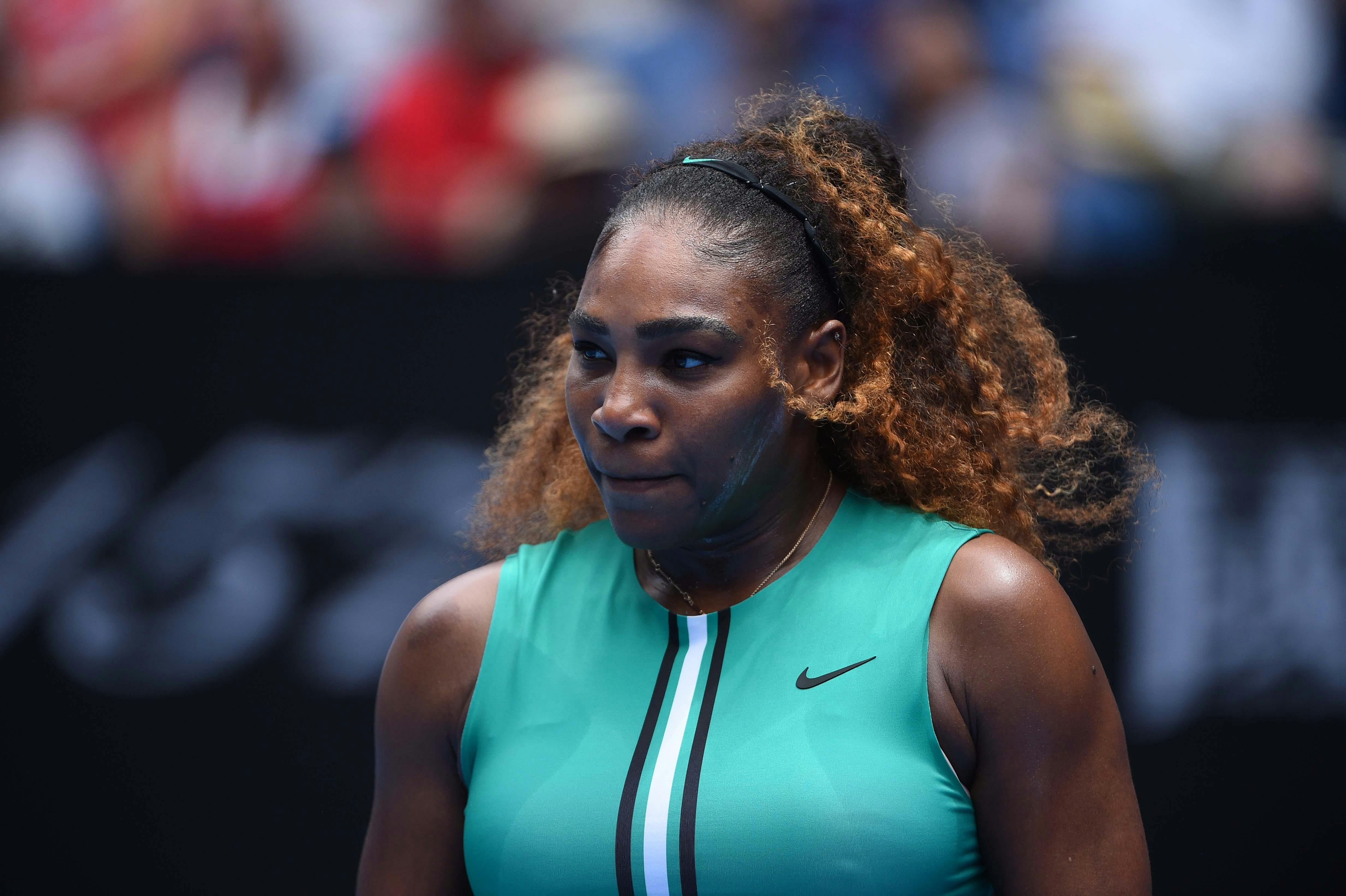 Thinking Serena Williams during her first round match at the Australian Open 2019