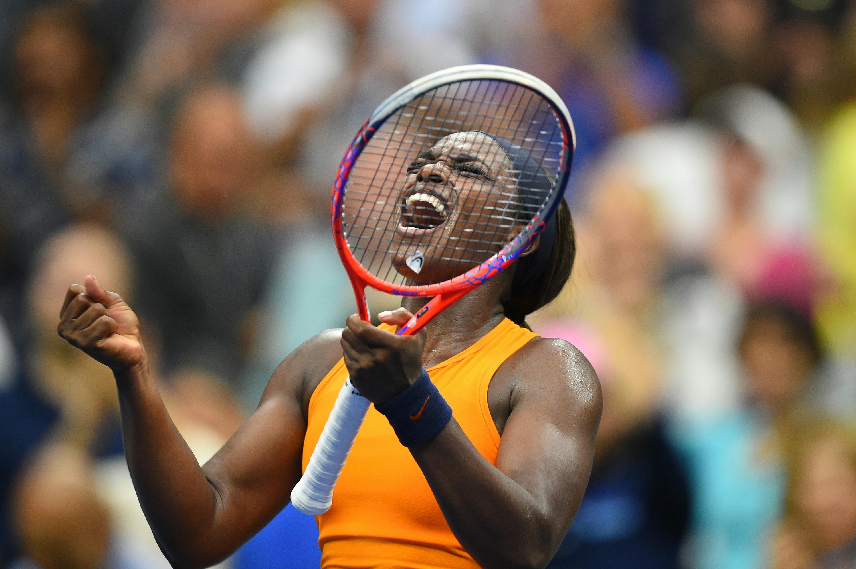  Sloane Stephens shouting during the 2018 US Open