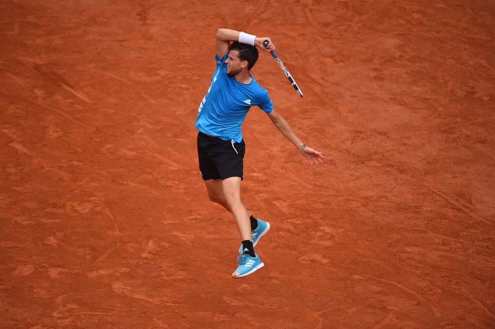 Dominic Thiem hitting a forehand suring Roland-Garros 2019