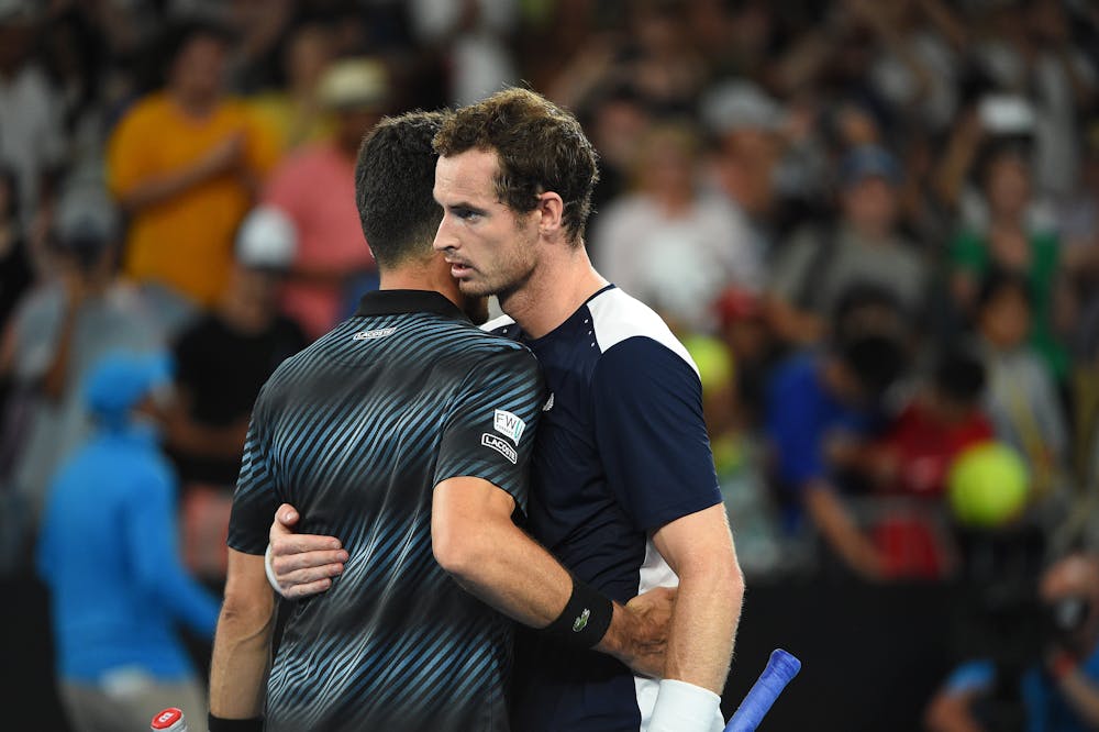 Roberto Bautista-Agut and Andy Murray at the net Australian Open 2019