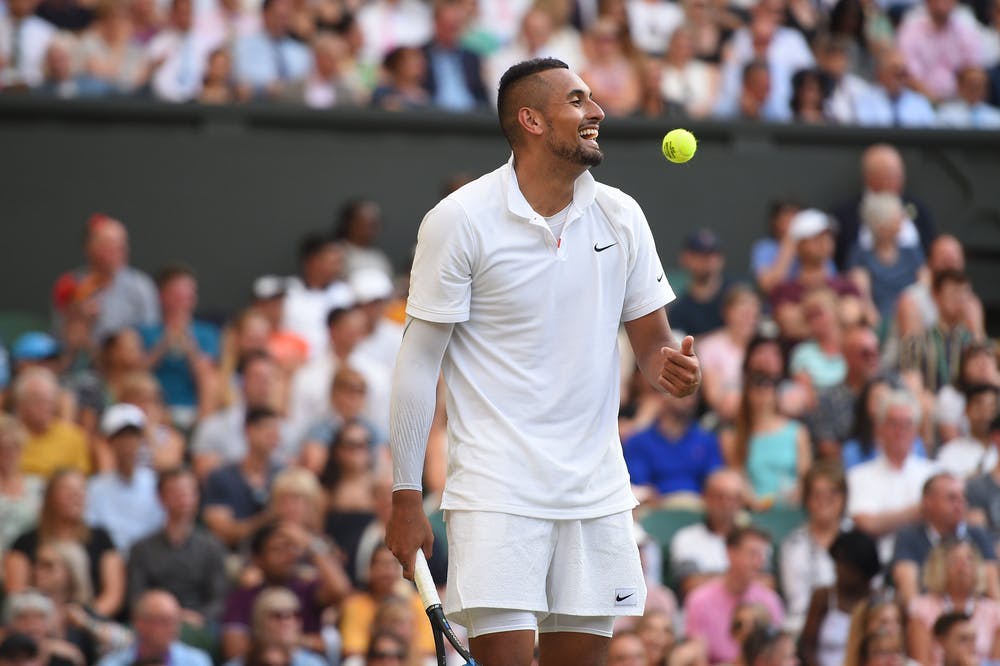 Nick Kyrgios laughing at Wimbledon 2019